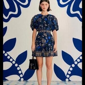 Farm Rio NWT black macaw forrest mini dress sz xl ret $210